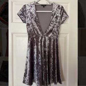 Velvet, low cut silver- grey dress